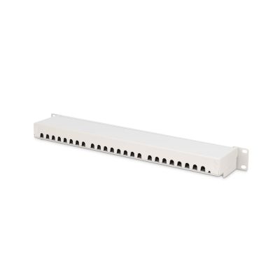 3. Digitus Patchpanel 19 Zoll, 24x RJ45, LSA-Level, Cat. 6A, geschirmt, 1 HE, grau, Kabelführung
