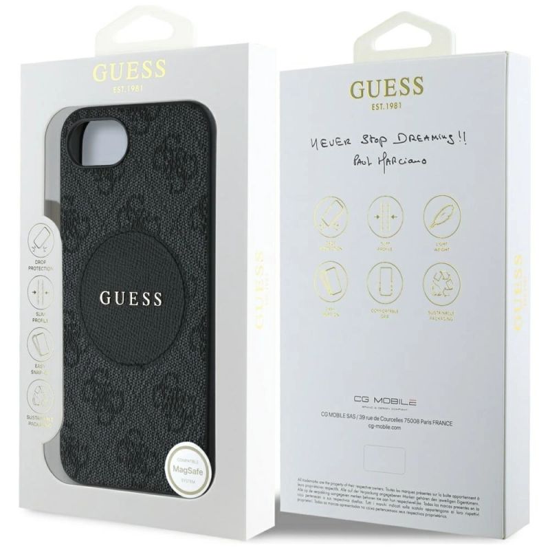8. Guess 4G Circle Classic Logo MagSafe iPhone 16e Hülle - Schwarz