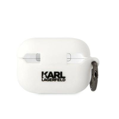 2. Karl Lagerfeld KLAP2RUNCHH AirPods Pro 2 Cover weiß/weiß Silikon Choupette Head 3D