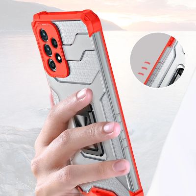 9. Crystal Ring Case robuste Kickstand TPU/PC Panzer Handyhülle Hard Case für Samsung Galaxy A72 4G grün