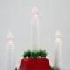 3. Adventskerzenhalter aus Holz, weiß, 7 Lichter, batteriebetrieben, rot