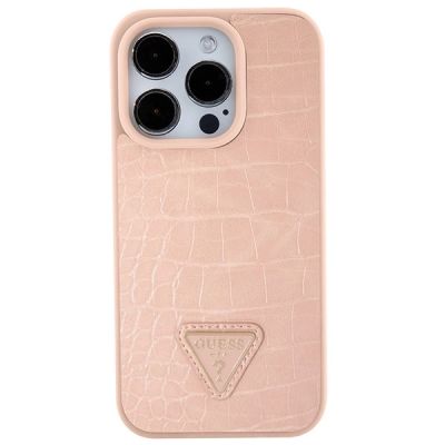 3. Guess GUHCP15XPCRTHCP iPhone 15 Pro Max rosa/rosa Hardcase Croco Triangle Metal Logo