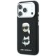 3. Karl Lagerfeld Saffiano Karl&Choupette Heads Pins Strap Logo Case für iPhone 18 Pro / 17 Pro - Schwarz