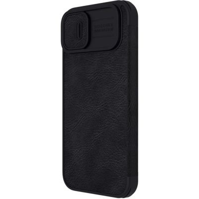3. Nillkin Qin Leder Pro Hülle iPhone 14 Plus Kamera Cover Holster Cover Flip Case Schwarz