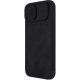 3. Nillkin Qin Leder Pro Hülle iPhone 14 Plus Kamera Cover Holster Cover Flip Case Schwarz