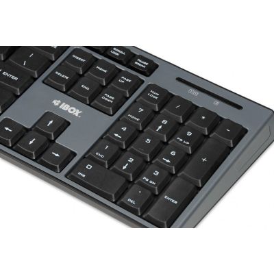 6. Tastatur- und Mausset IBOX DESKTOP PRO KIT IKMS606W (USB 2.0; (US); schwarz; optisch; 1200 DPI)