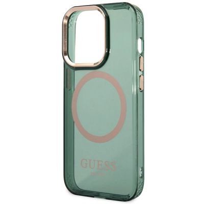 6. Guess GUHMP14LHTCMA iPhone 14 Pro 6,1" grün/khaki Hartschale Gold Outline Translucent MagSafe