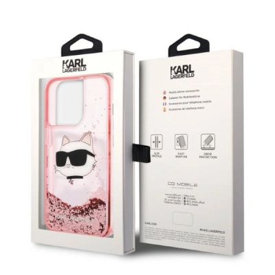 8. Karl Lagerfeld KLHCP14XLNCHCP iPhone 14 Pro Max 6.7" pink/pink Hardcase Glitter Choupette Head