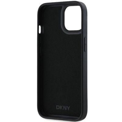 7. DKNY 3D Rubber Repeat Pattern Hülle für iPhone 15 Plus – Schwarz