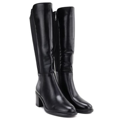 4. Schwarze Damen-Stiefeletten mit hohem Absatz und Stretchanteil, Vinceza 58652