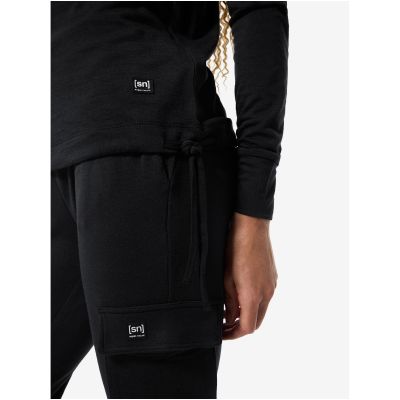 Damen-Longsleeve SUPER.NATURAL W FUNNEL HOODIE, schwarz
