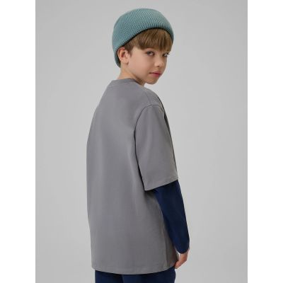 2. Langärmliges, locker geschnittenes Jungen-Shirt mit Aufdruck, Größe 4F 4FJRSS26TLONM631-24S