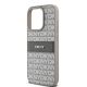 6. DKNY Lederhülle mit Monostreifen und Metalllogo für iPhone 15 Pro Max – Beige