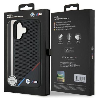 8. BMW M Perforierte Tricolor Line MagSafe Hülle für iPhone 16 Plus - Schwarz