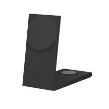 15W Qi2 kabelloses Ladegerät für drei Geräte, kompatibel mit MagSafe, Adapter sowie EU- und UK-Stecker im Lieferumfang enthalten (schwarz).