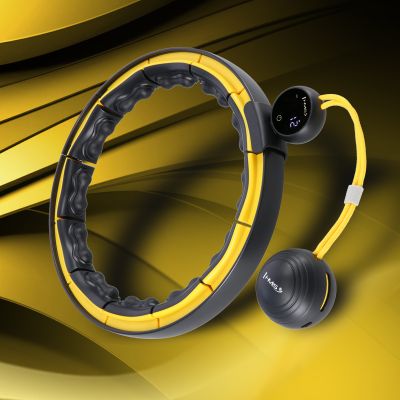 14. HHM21 HULA HOP SCHWARZ/GELB MIT MAGNETEN, TPE-SCHUTZ UND GEWICHT + HMS-ZÄHLER
