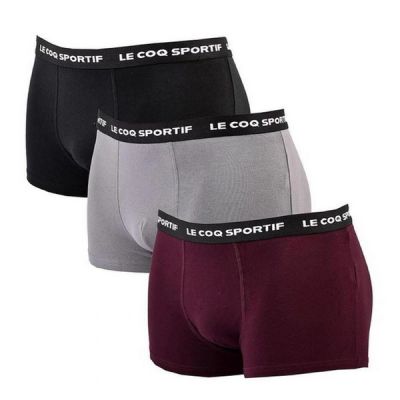 Le Coq Sportif Herren-Boxershorts, 3er-Pack, Schwarz, Grau, Burgunderrot
