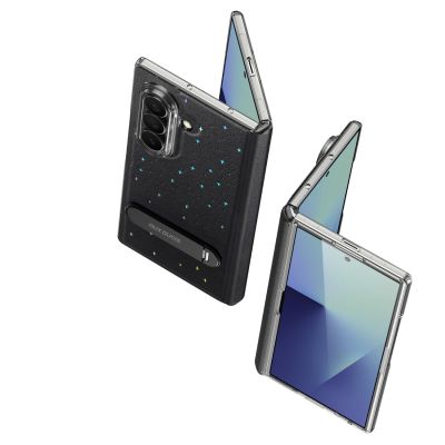7. Dux Ducis Stex Hülle für Samsung Galaxy Z Fold 7 mit 360°-Ständer – Schwarz