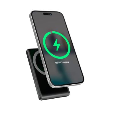 GEMBIRD Kabellose magnetische Powerbank 15W mit LCD-Display 10000 mAh, Schwarz