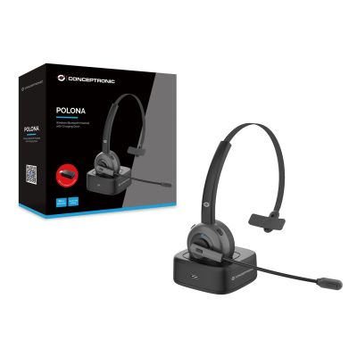 2. Conceptronic POLONA03BD Kopfhörer/Headset Kabelloses Kopfband Büro/Callcenter Bluetooth-Ladestation Schwarz