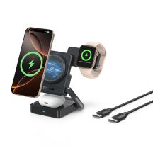 Baseus PicoGo AF21 3-in-1 Qi2.2 35W Kabelloses Ladegerät mit 1m USB-C-Kabel – Schwarz