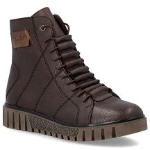 Braune Plateau-Ankle-Boots aus Leder für Damen von Rieker, Modell Y3421-26