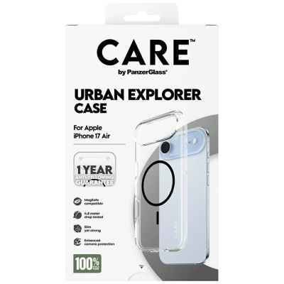 5. CARE by PanzerGlass Flagship Urban Explorer Case mit schwarzem MagSafe für iPhone Air – Transparent