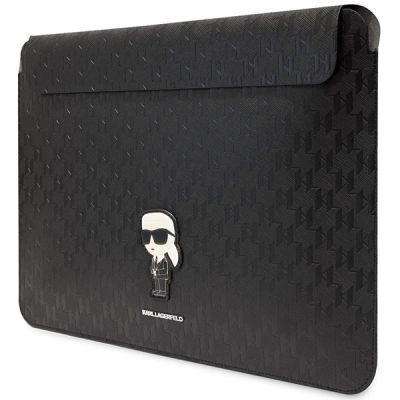 2. Karl Lagerfeld Saffiano Monogram Ikonik Tasche für einen 14-Zoll-Laptop – Schwarz