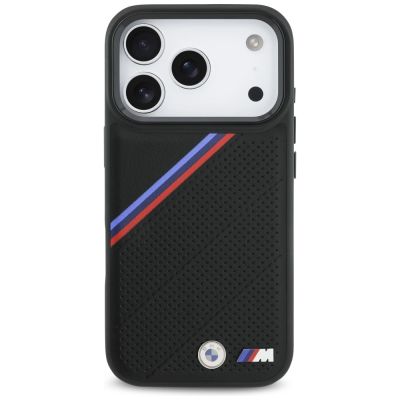 3. BMW M Tricolor Metal Logo MagSafe Case für iPhone 17 Pro – Schwarz