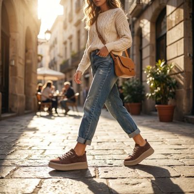 8. Leder-Plateau-Sneaker, weiß, Filippo DP6122