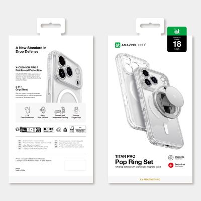 11. AmazingThing Titan Pro Pop Lens Case für iPhone 18 Pro mit Kameraabdeckung, Halterung und Ständer, MagSafe-kompatibel – Transparent