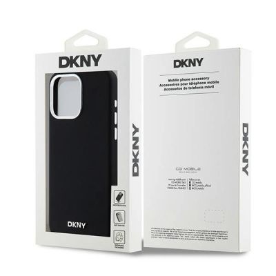 8. DKNY Flüssigsilikon-Hülle mit kleinem Metalllogo und MagSafe-Funktion für iPhone 15 Pro Max – Schwarz