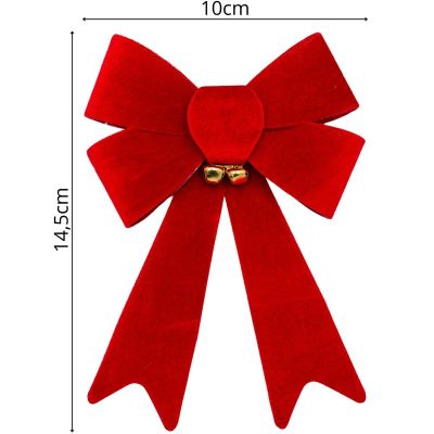 16. Dekorative Schleife 14,5 cm mit Glöckchen, 3 Stück
