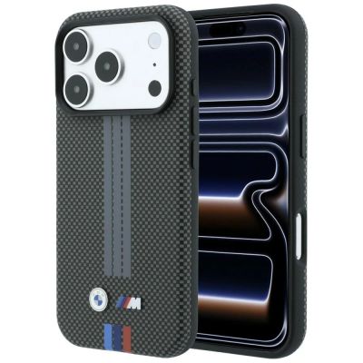 BMW M Quadrille Kevlar Dreifarben-Print-Lines MagSafe Hülle für iPhone 18 Pro / 17 Pro - Dunkelgrau
