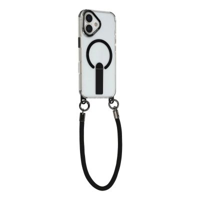 2. iPhone 17 Hülle mit Ständer, kurzem (30 cm) und langem (120 cm) Tragegurt, kompatibel mit MagSafe – Schwarz