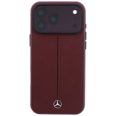 3. Mercedes Leder-Halbhülle mit ikonischer Linie und MagSafe-Funktion für iPhone 18 Pro Max / 17 Pro Max – bordeauxrot