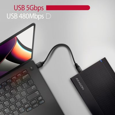 6. AXAGON EE35-GTR USB-C 3.2 Gen 1 - SATA 6G, 3,5" externes Festplattengehäuse, gerillt - Schwarz