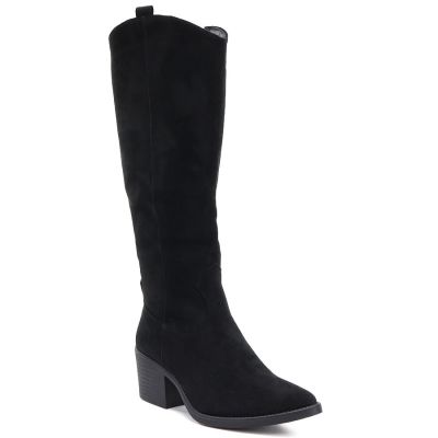 Schwarze Wildleder-Cowboystiefel mit Blockabsatz M.Daszyński SA261-6