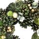 2. Dekorativer Kranz 34 cm, grün, mit Zapfen und Weihnachtskugeln – Mica Decorations