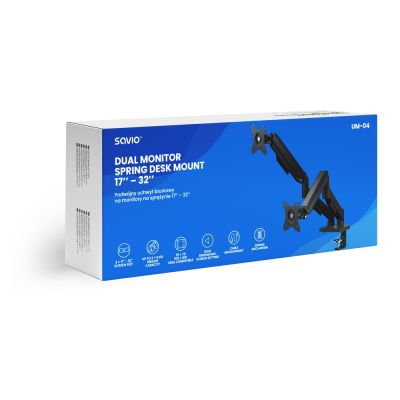 8. SAVIO Doppel-Tischhalterung für Monitore 17"-32", 2 x 2-9 kg, Federung UM-04