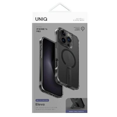 4. Uniq Eleva mit Vertica Stand Hülle für iPhone 16 Pro – Schwarz