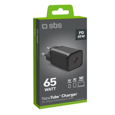 2. SBS TETRGAN1C65W 65-W-GaN-Wandladegerät mit Power Delivery – Schwarz
