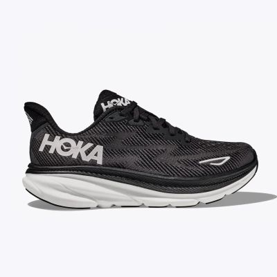 HOKA Clifton 9 Damen Laufschuhe Schwarz/Weiß (1127896-BWHT)