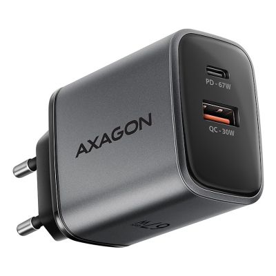 Axagon ACU-PQ67 Ladegerät für Mobilgeräte, Universal, Schwarz/Grau, Wechselstrom, Schnellladung, intern