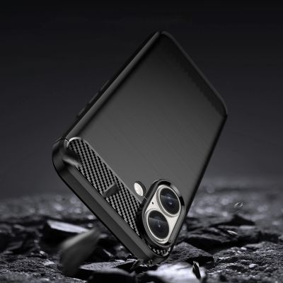 4. Carbon Case Silikonhülle für iPhone 16 Plus - Schwarz