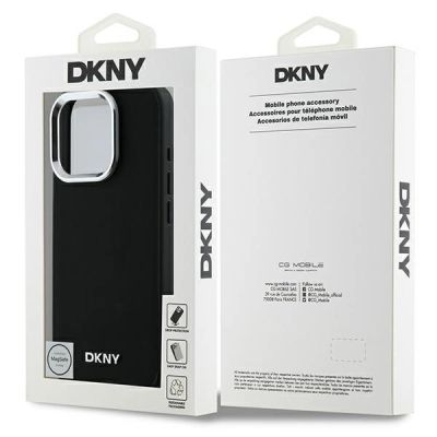 8. DKNY Plain Silver Logo MagSafe Hülle für iPhone 16 Pro – Schwarz