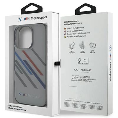 8. BMW Motorsport IML Random Stripes Hülle für iPhone 16 Pro Max – Grau