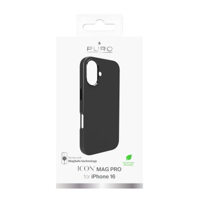 9. Puro Icon Mag Pro MagSafe Silikonhülle für iPhone 16 – Schwarz