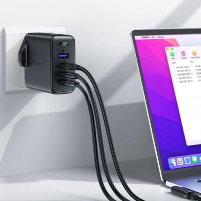 2. Schnellladegerät GaN UK 100W Power Delivery 3x USB C 1x USB - Schwarz