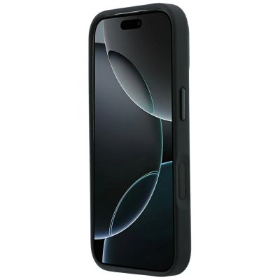 5. Mercedes Lederhülle mit gekreuzten Linien und MagSafe-Design für iPhone 17 Pro / 18 Pro – Schwarz